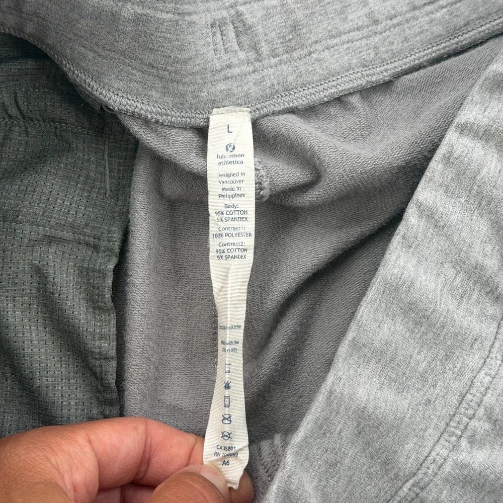 Lululemon Jogger Pants Mens Large Gray French Terry Cuffed Drawstring Sweatpants